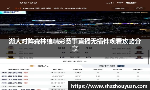 湖人对阵森林狼精彩赛事直播无插件观看攻略分享
